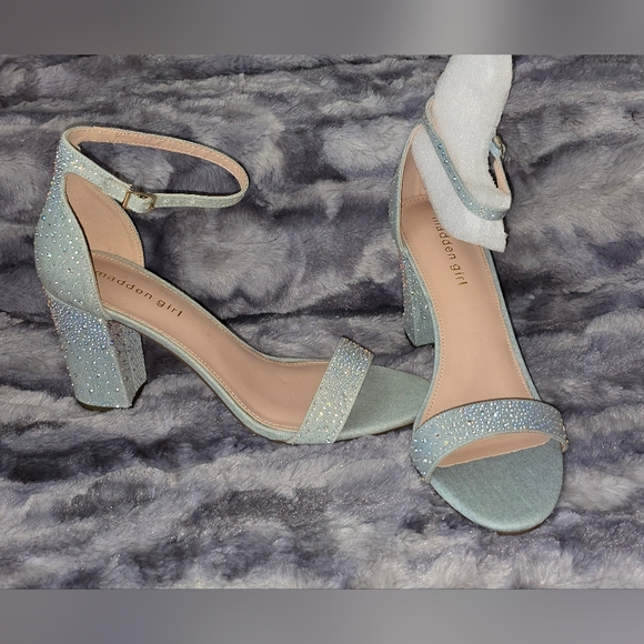 NWB Madden Girl Bella Two-Piece Rhinestone‎ Dress Sandals Denim Look 9.5 - Picture 7 of 10